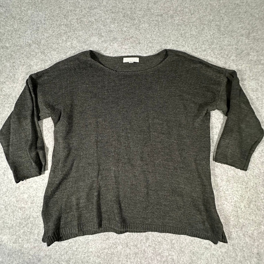 Carolyn Taylor Sweater Women XL Gray Knit 3/4 Sleeve Pullover